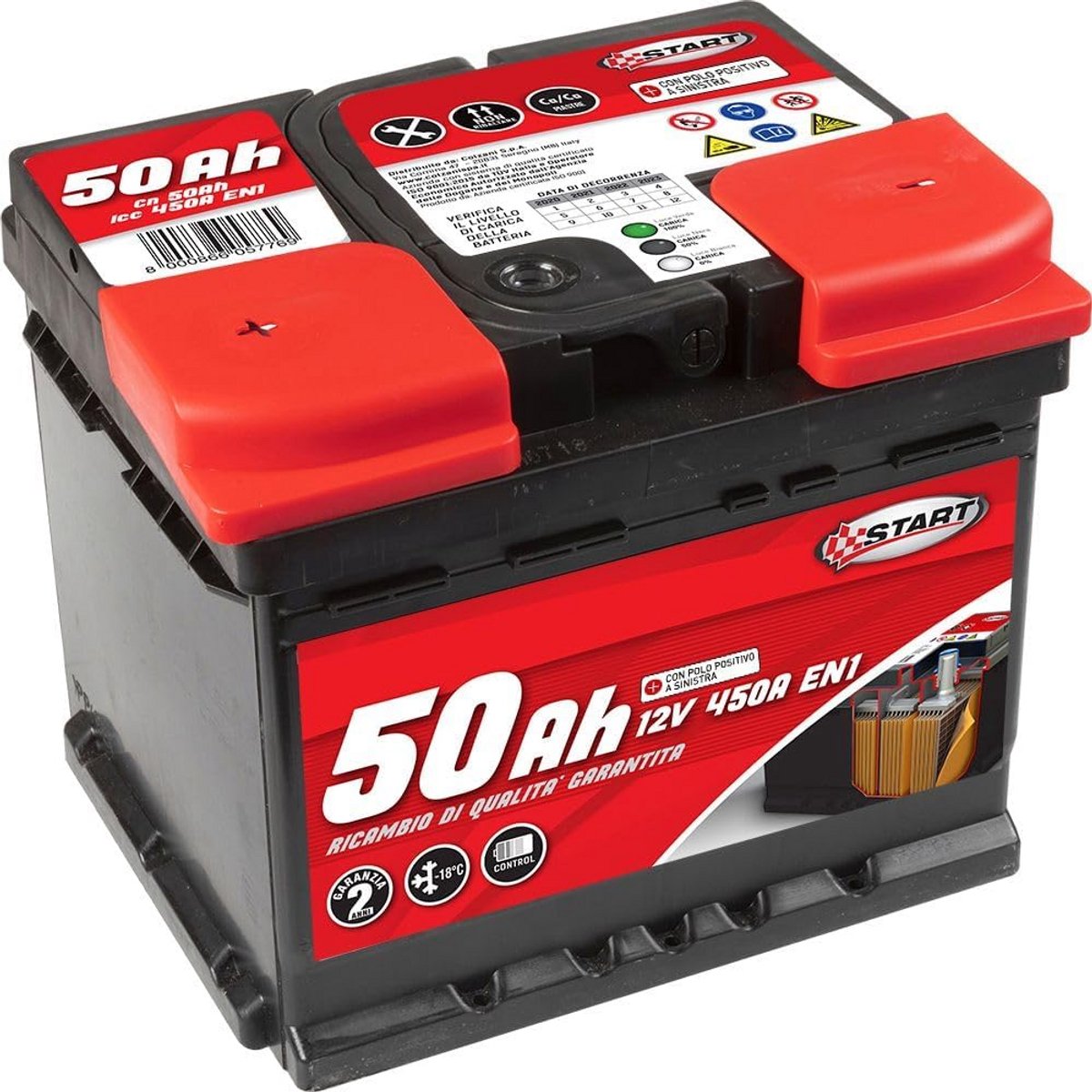 12V 50AH Auto Accu 450A Startstroom Linker Pluspool