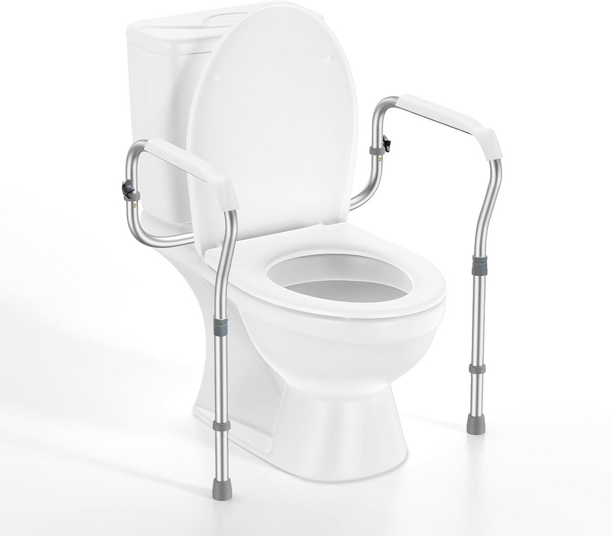 In hoogte verstelbare toiletveiligheidsbeugel met armleuningen voor senioren