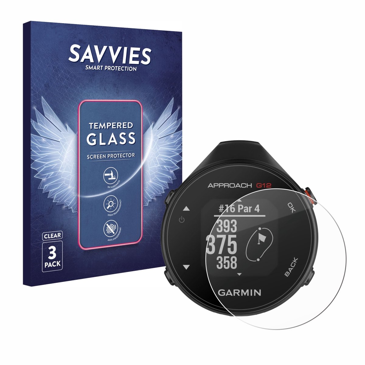Savvies - Glas Screenprotector voor Garmin Approach G12 - Gehard Beschermglas 9H 3 Stuks