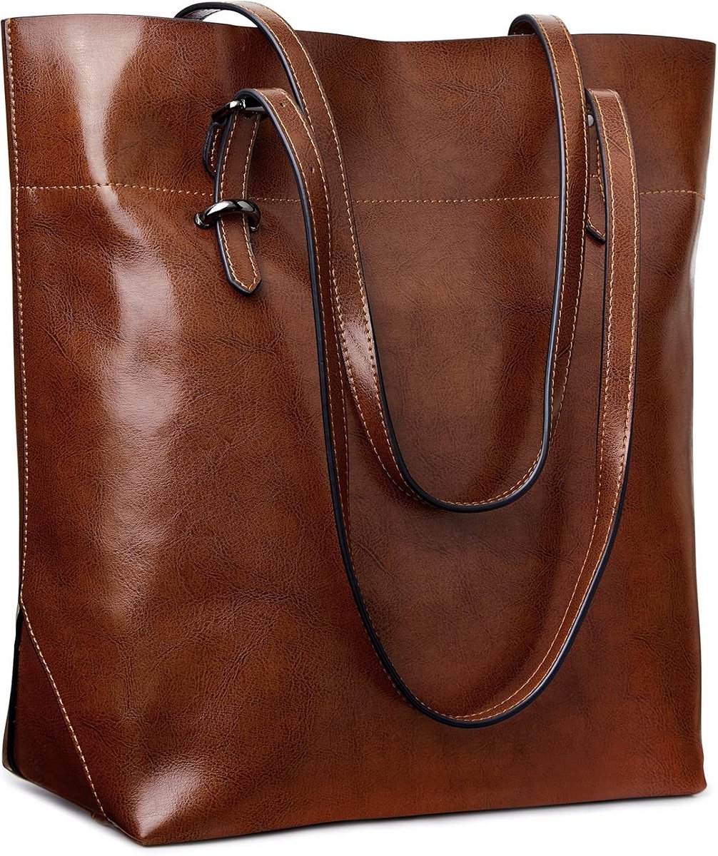 Grote Leren Tote Tas Dames Schoudertas Werk Reistas - Cowhide Leren Tas