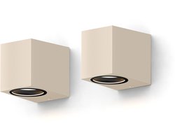 Calex Wandlamp Downlight Sanremo - GU10 - IP54 Water- en Stofbestendig - Geschikt voor Binnen en Buiten - Rechthoek - Zand - 2-Pack