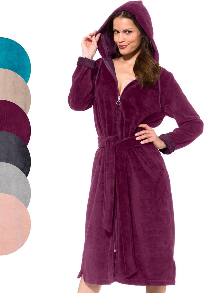 Dames Badjas met Rits en Capuchon - Zacht Velours, Katoen & Bamboe | Luxe & Comfort