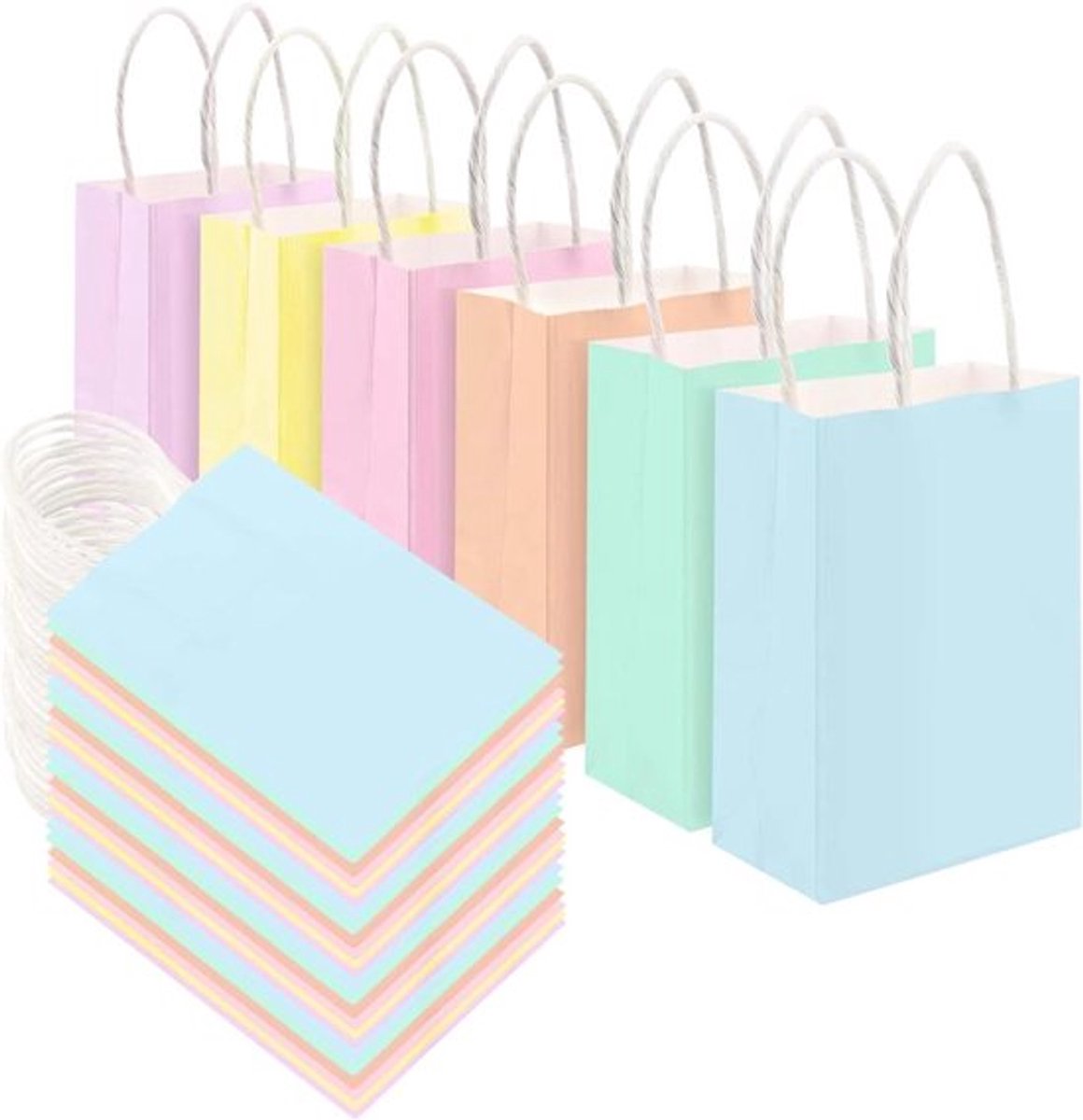 Papieren feestzakjes, geschenkzakjes met handgrepen - set van 60 stuks