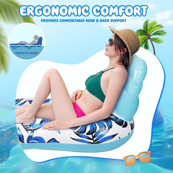 Opblaasbare Zwemstoel & Ligstoel voor Volwassenen - 2-in-1 Lounger voor Zwembad en Relaxen — afbeelding 2