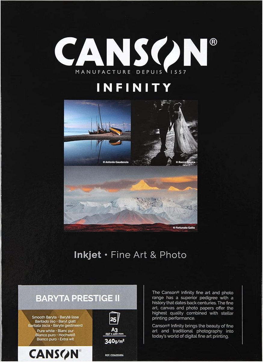 Fotopapier Baryta Prestige II A3 - 340 g/m² - 25 Vellen - Museumkwaliteit Inkjet Papier