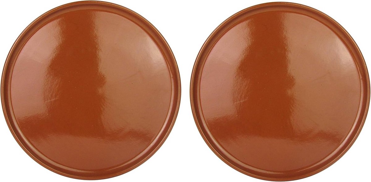 Set van 2 Mediterrane Pizza Serviesborden van Klei - Rond - 32 cm Doorsnede