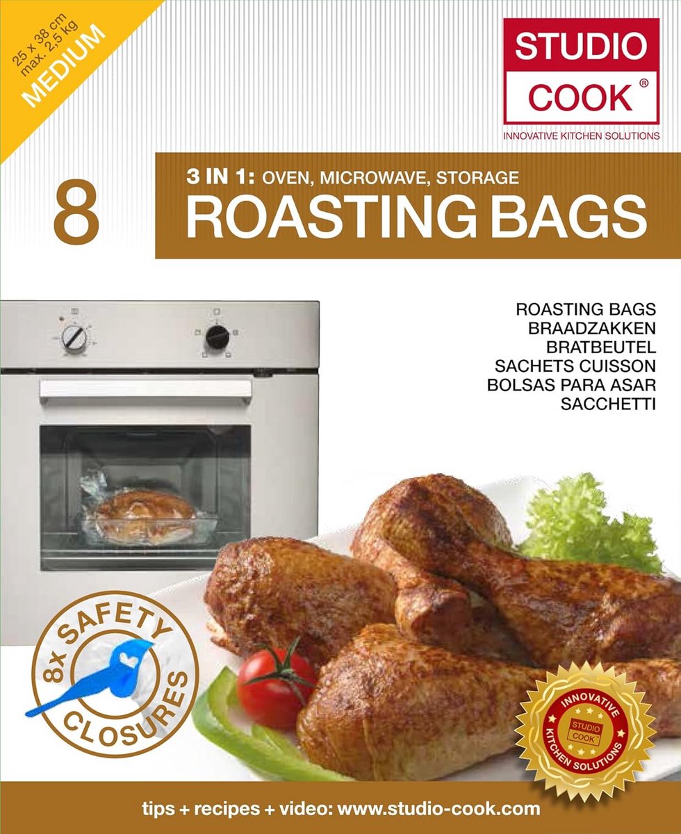 RVSZAKSET 8 stuks Medium 25x38cm - Voor Roosteren, Stomen en Bewaren in Oven en Magnetron