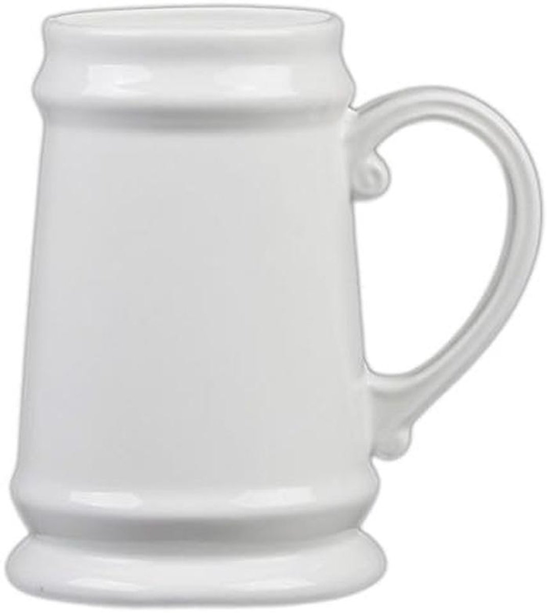 Grote wit porseleinen bierpul 0,75 liter voor horeca en thuis