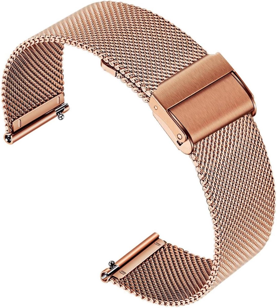 Quick Release Mesh Geweven Metalen Horlogeband - Universeel voor Smart Horloges - Mannen en Vrouwen - Dubbele Veiligheidsgesp - Compatibel met Fossil en Seiko