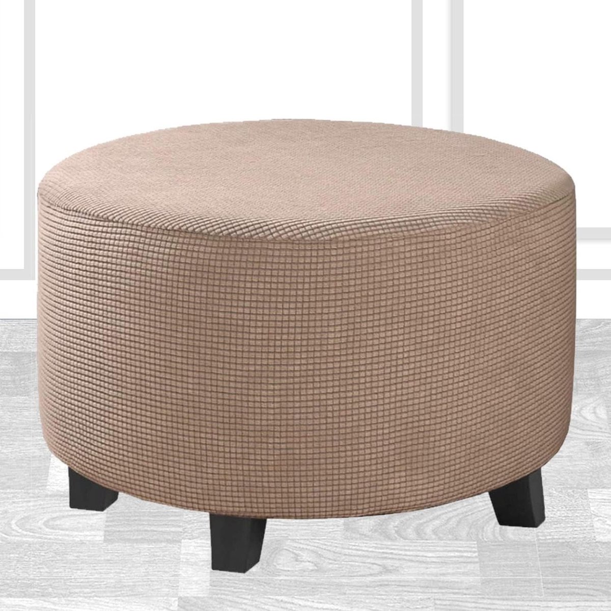 Ronde Poef Hoes - Voetenbank Kruk Cover - Meubels Beschermen - Machinewasbaar Stretch - 50-58CM - A12