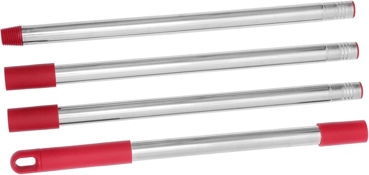 Dweilstaaf Vervanging - Moppensteel Set - Grond Reinigen - Verstelbare Lengte - 146cm Lengte - Donker Rood