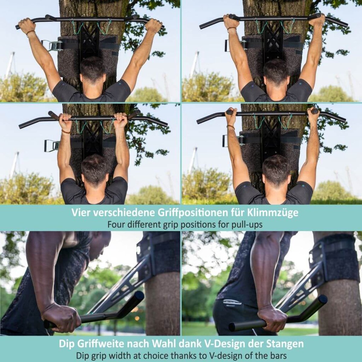 PULLUP & DIP Stainless Steel - Mobiele Pull-up & Dip Stang - Outdoor Wandmontage - Weersbestendig RVS - Afneembaar Systeem thumbnail 6
