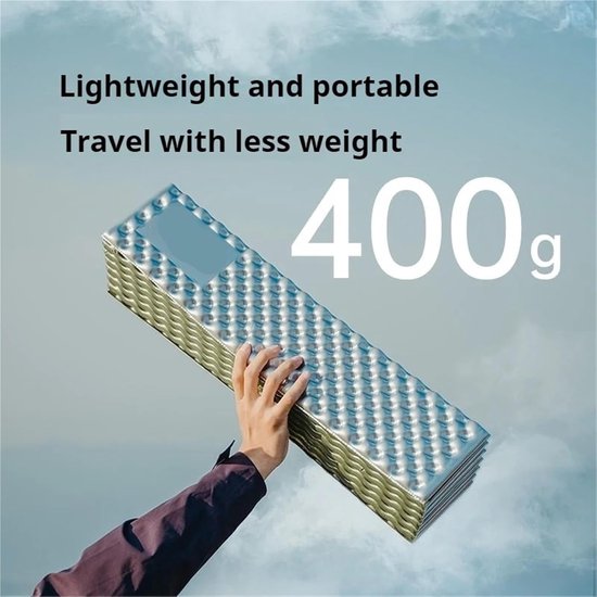 Opvouwbare Slaapmat - Schuim Mat - Kamperen Outdoor - Dubbelzijdig Aluminium - 195x60cm - Blauw Groen van Merkloos — afbeelding 3