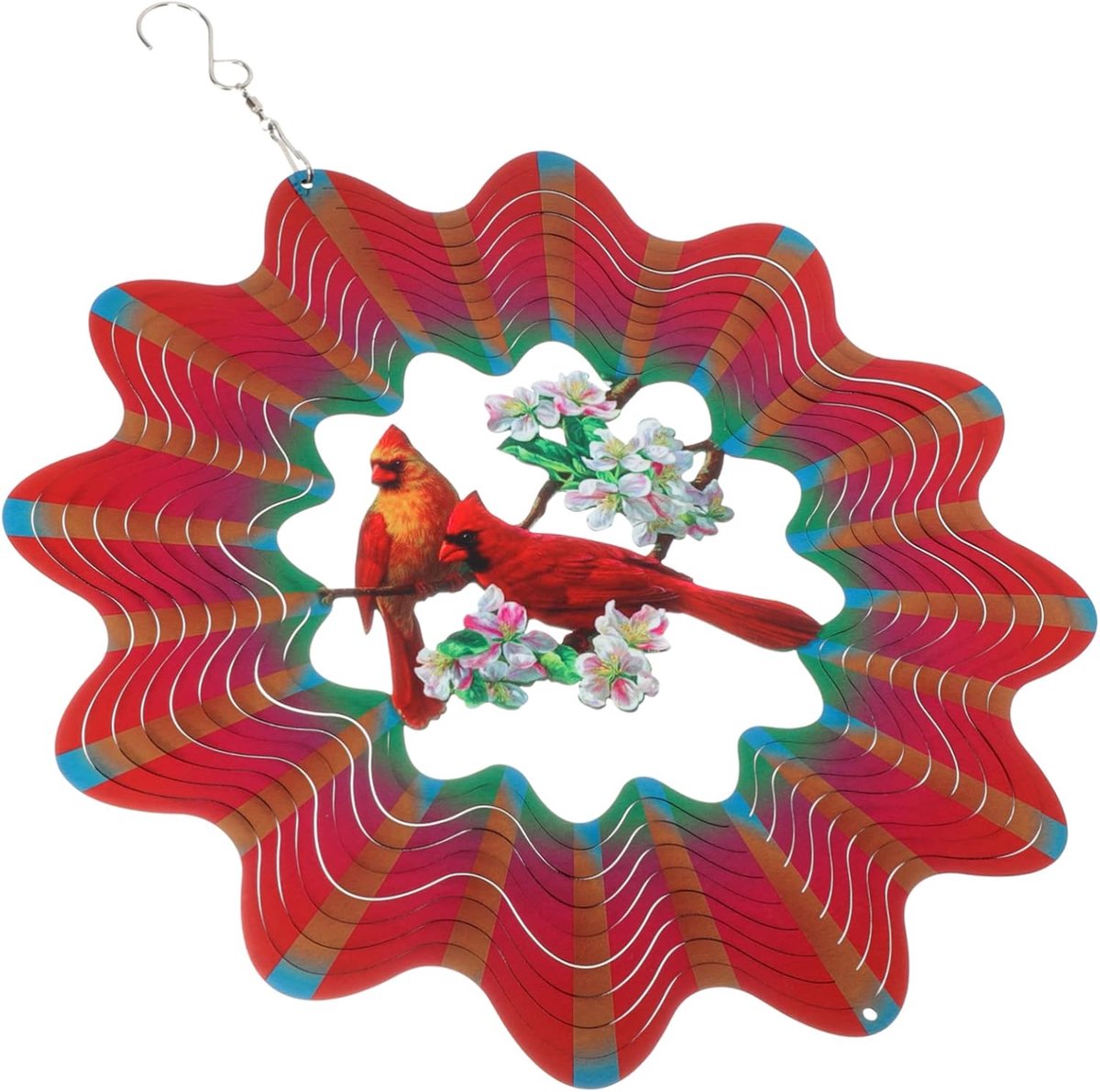 Vogel Windspinner - Draaiend Ornament - Tuindecoratie Buiten - Roestvrij Staal - 30x30x30 cm - Kleurrijk