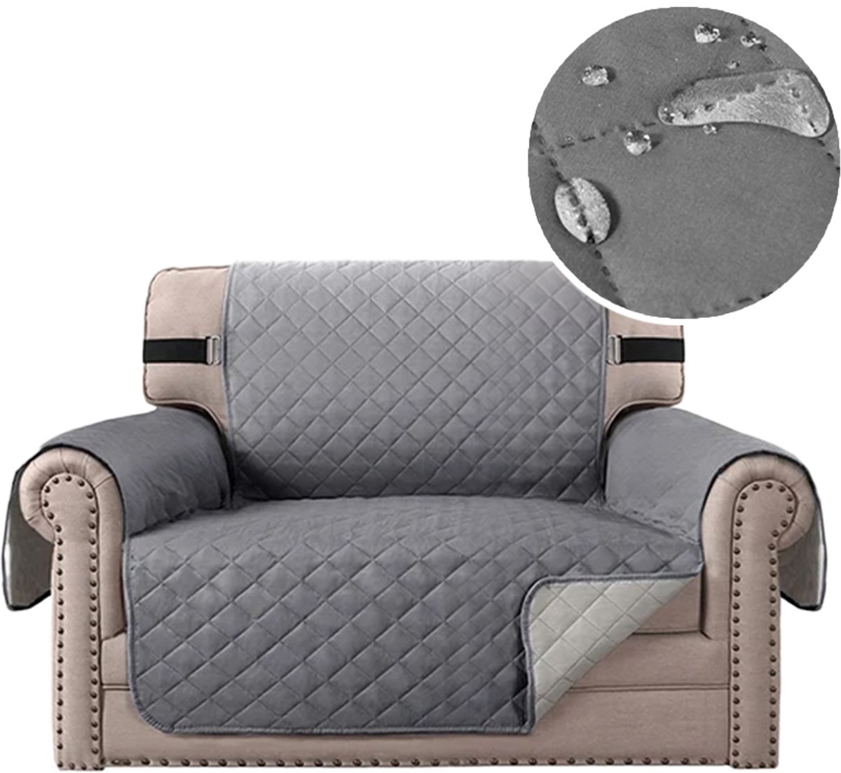 Meble od Nowa Serie - Waterdichte Quilted Bankhoes - 1-zits - Donkergrijs