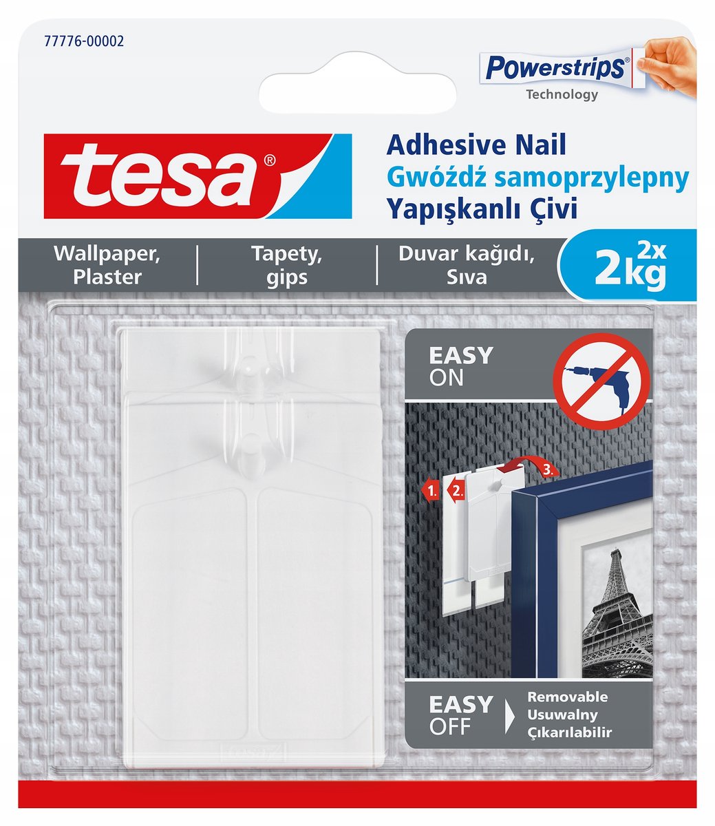 Tesa - Zelfklevende Nagel voor Stucwerk en Behang - Wit - 2kg x 2