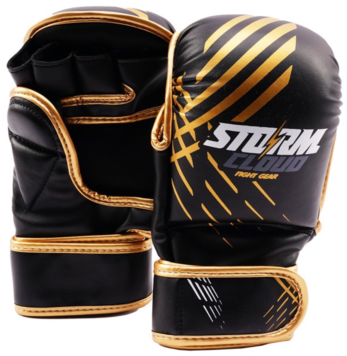 StormCloud Lynx Serie - MMA Sparring Handschoenen - Zwart-Goud - 7oz - XL