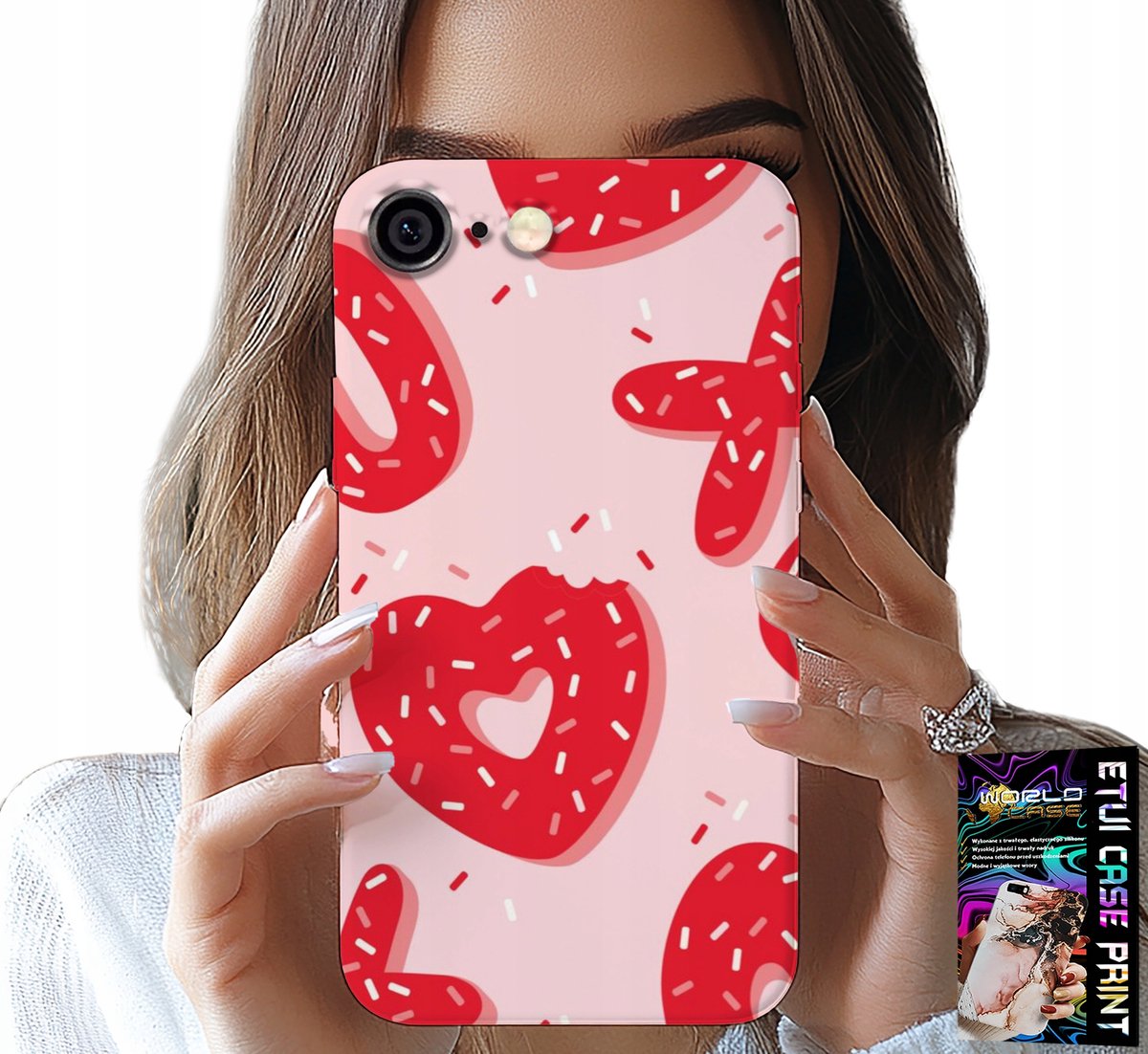 iPhone hoesje (6 Plus) - Vrouwelijke, modieuze patronen XOXO hart + glas