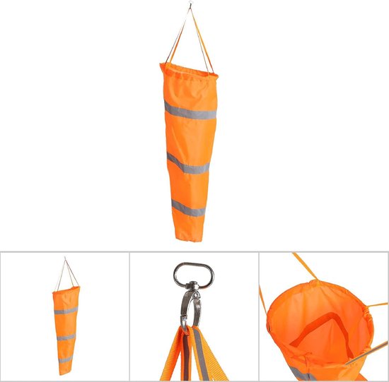 Windzak - Windrichtingmeter - Wind Meten - Nachtzicht Reflecterend - 100 cm - Oranje van Merkloos — afbeelding 4