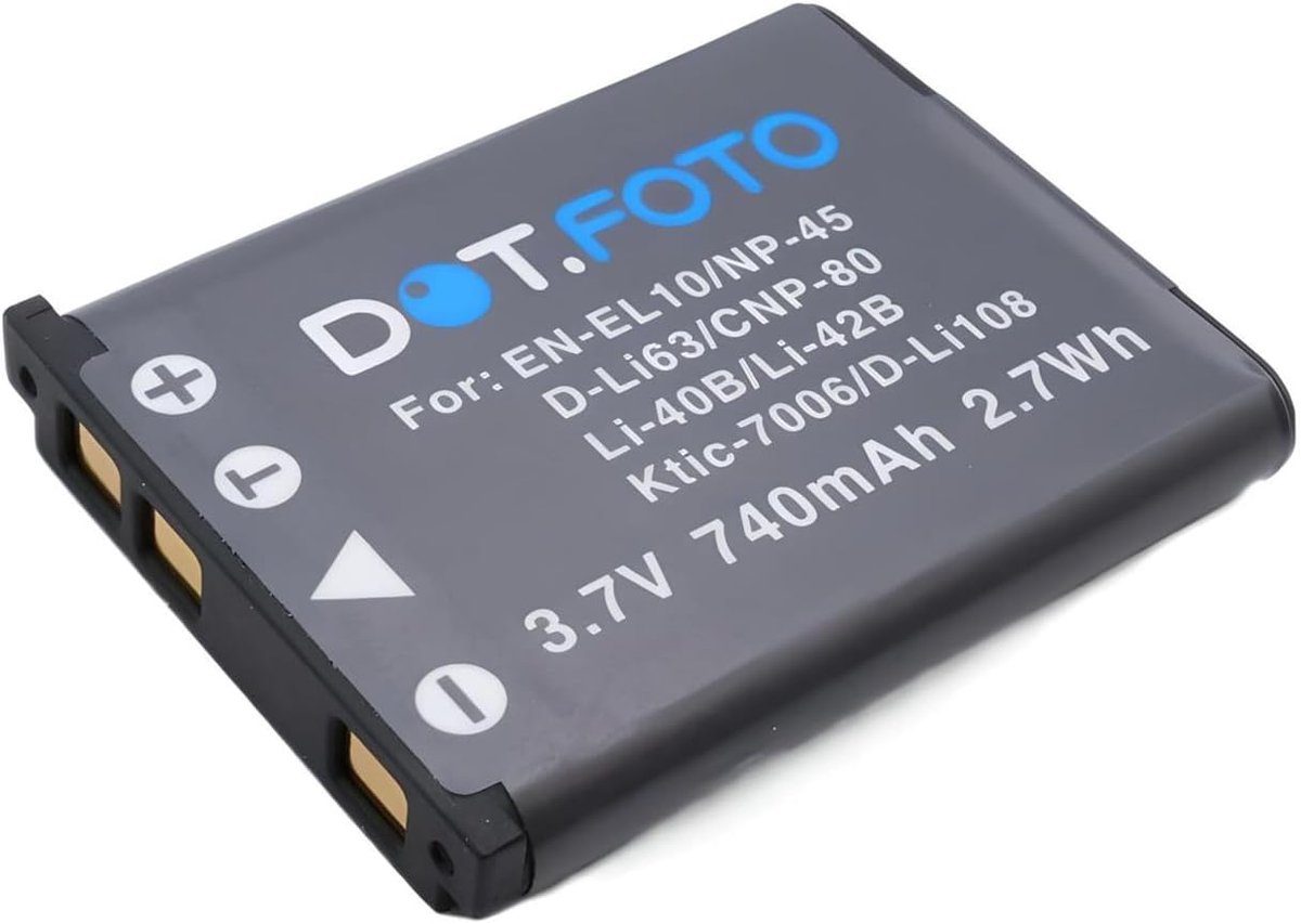 Oplaadbare Batterij - Camera Accu - Fotografie - 740mAh Capaciteit - 3.7 Volt