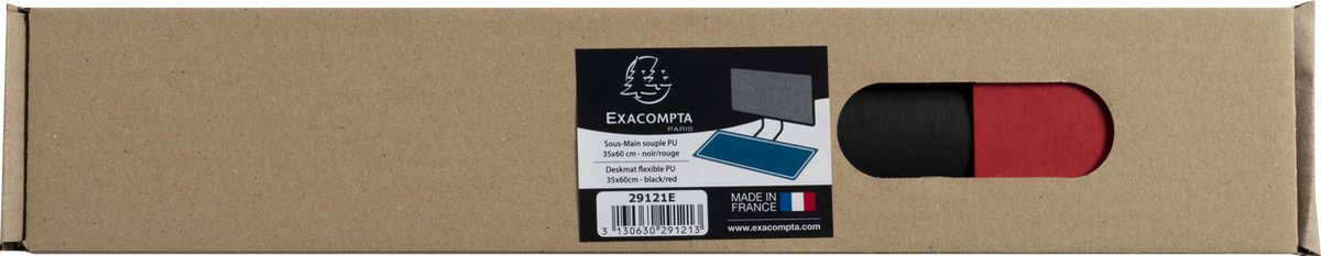 Exacompta Onderlegger soepele PU tweekleurig 35x60cm - Zwart/rood - 29121E