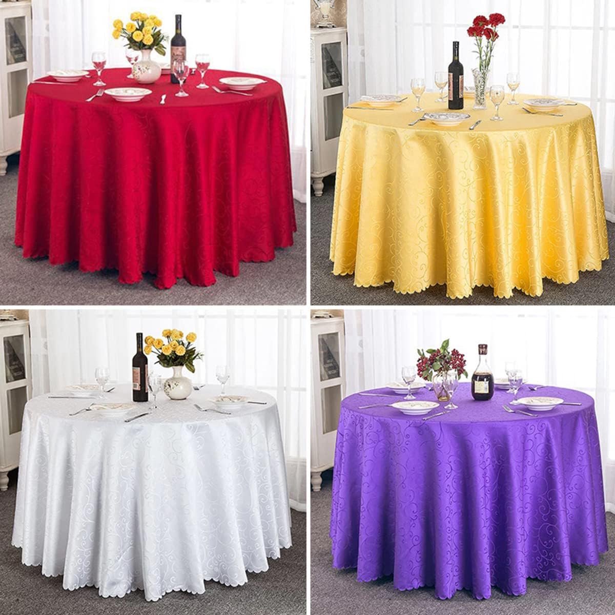 Tafelkleed Rond - Beschermhoes - Feestelijke Tafel - Wasbaar Polyester - Diameter 220cm - Wit