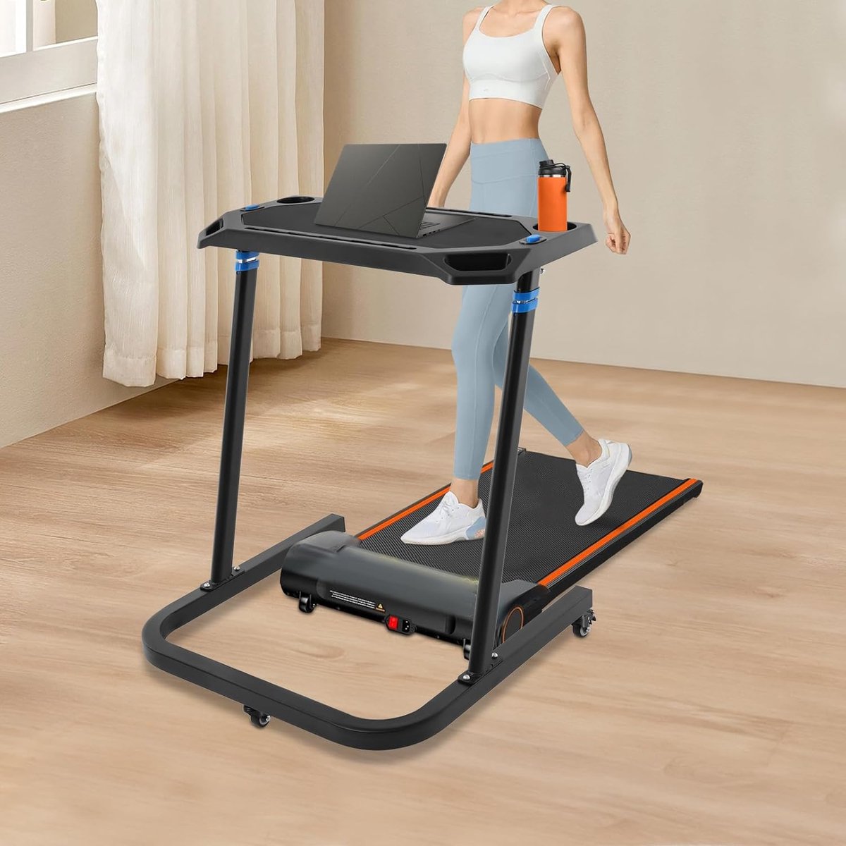 Fietstrainer Bureau - Stationaire Fiets Desk - Thuiswerken Fitness - Met Bekerhouder - Verstelbaar 117cm - Zwart