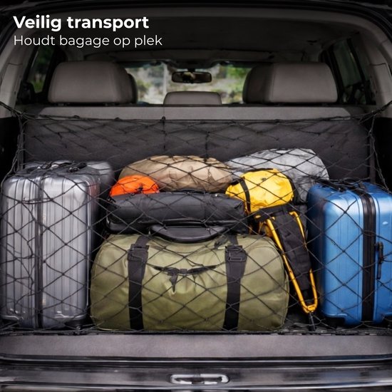 Lomera Bagagenet Auto - Kofferbaknet - Elastisch Bagagenet - Elastisch Kofferbaknet - Kofferbak Net - Autonet Kofferbak - Bagagenet Kofferbak - Kofferbak Organizer Net - Auto Opbergnet van Merkloos — afbeelding 5