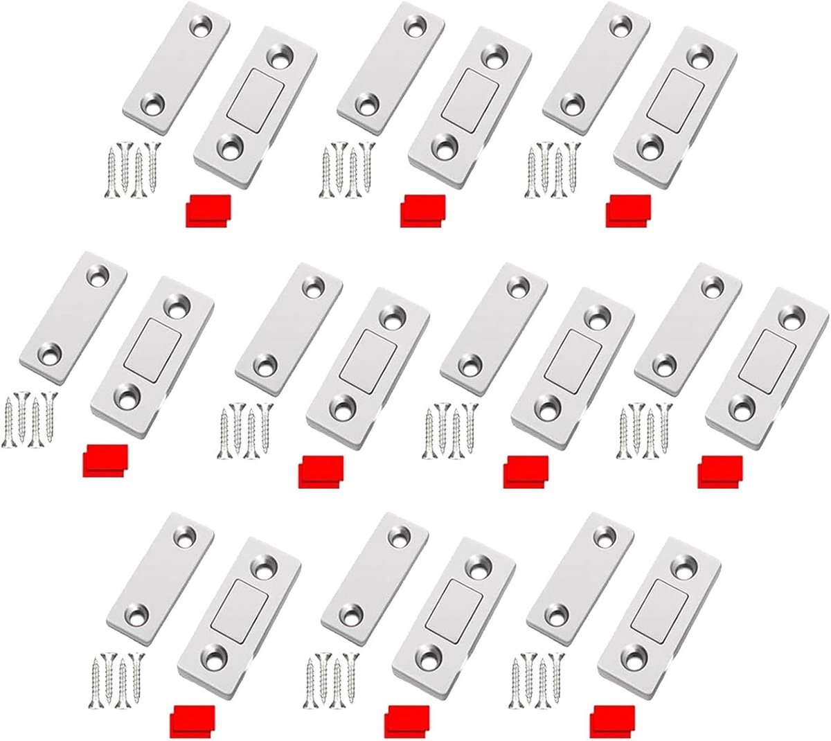 Kastgrendel Magneet - Ladensluiting Deurgrendel - Kasten Sluiten - Ultradun Metaal - 3.7x1.5cm - Zilver