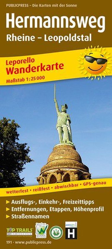 Wanderkarte Hermannsweg, Rheine - Leopoldstal 1 : 25 000 - cover