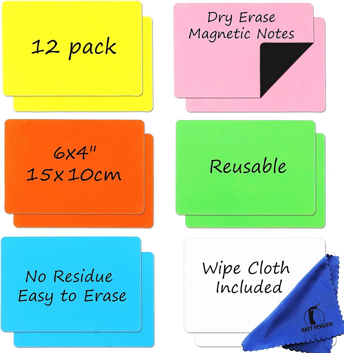 Magnetische Etiketten 15x10 cm - 12 Stuks - Beschrijfbare Whiteboard Magneten voor Koelkast en Kanban Scrum