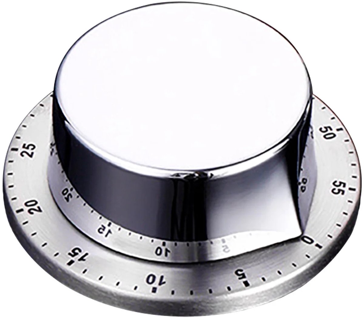 longziming -Mechanische Keukentimer van RVS – Magnetisch – 1-60 Minuten – Zilver