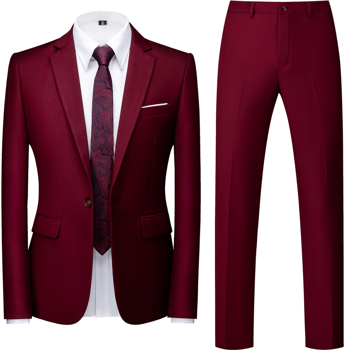 ALLTHEMEN Tweedelig Herenpak - Enkele knoops Middenspleet Slim Fit - Zakelijke en Avondkleding - XXL