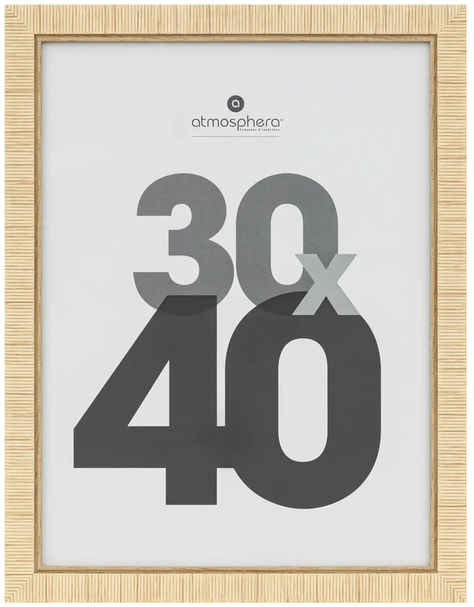 Atmosphera Fotolijstje Bali - voor 30 x 40 cm foto - beige - mdf/glas - ornament frame 35 x 45 cm - staand/hangend
