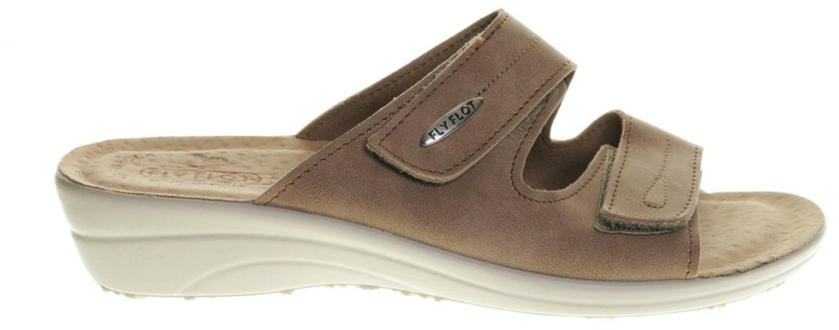 Beige Slippers Velcro Fly Flot maat 37