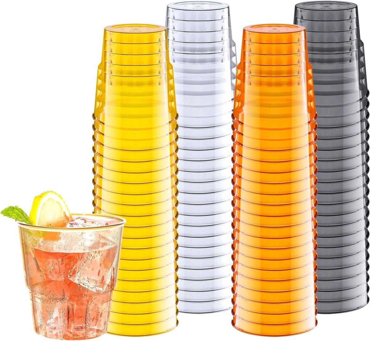 Allecto plus - Herbruikbare Cocktailglazen Kunststof, Stapelbaar - 80 Bekers, 180 ml - Voor Verjaardag, Barbecue, Feest - Geschikt voor Frisdrank, Bier, Cocktails, Desserts