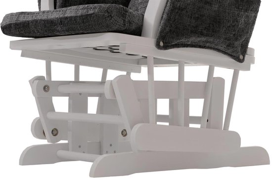 Relaxfauteuil MCW-C76, schommelstoel met hocker stof chenille (465g/m²) Oeko-Tex ~ donkergrijs, frame wit