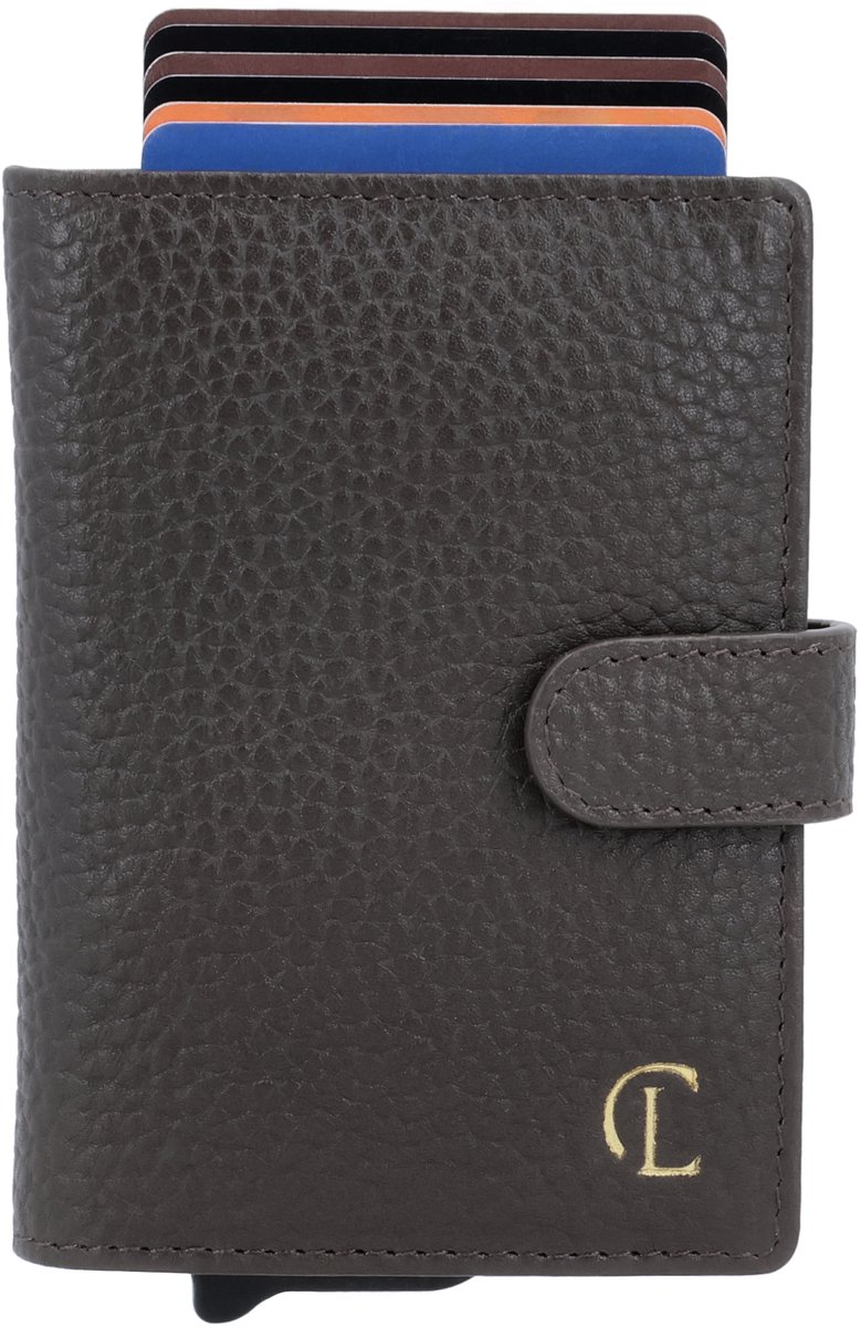 Charm London Washington Creditcard etui - 100% Leer - Leren Tas - Donkerbruin