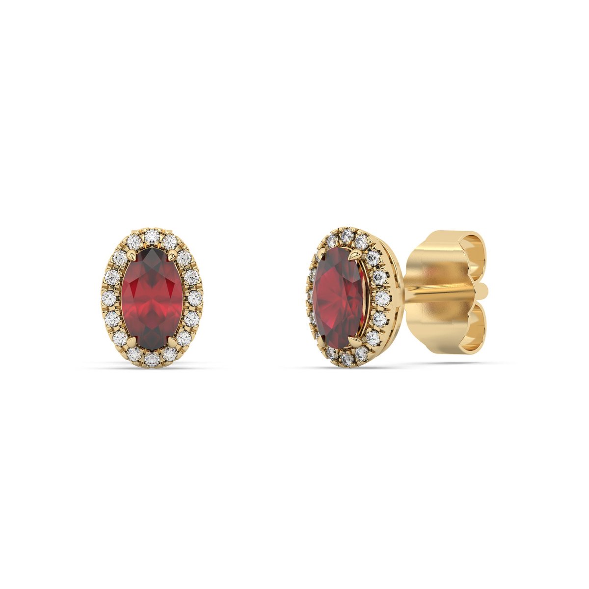 Diam Addict Ohrring 585 Gelbgold mit im Labor gezüchteten Diamanten und Rubin
