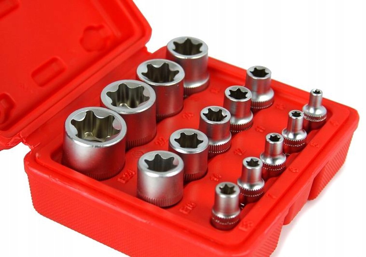 Doppenset Torx E4-E24 voor 1/4", 3/8" en 1/2" aandrijving