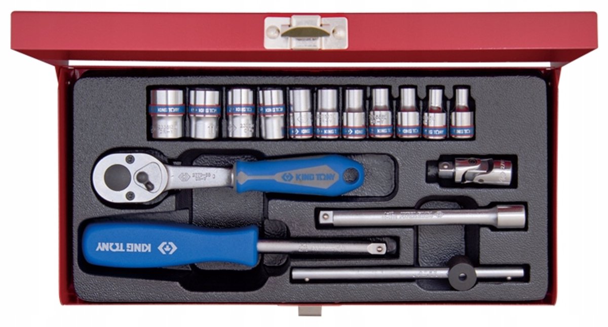 King Tony 1/4" Doppenset 16 Delig met Ratel
