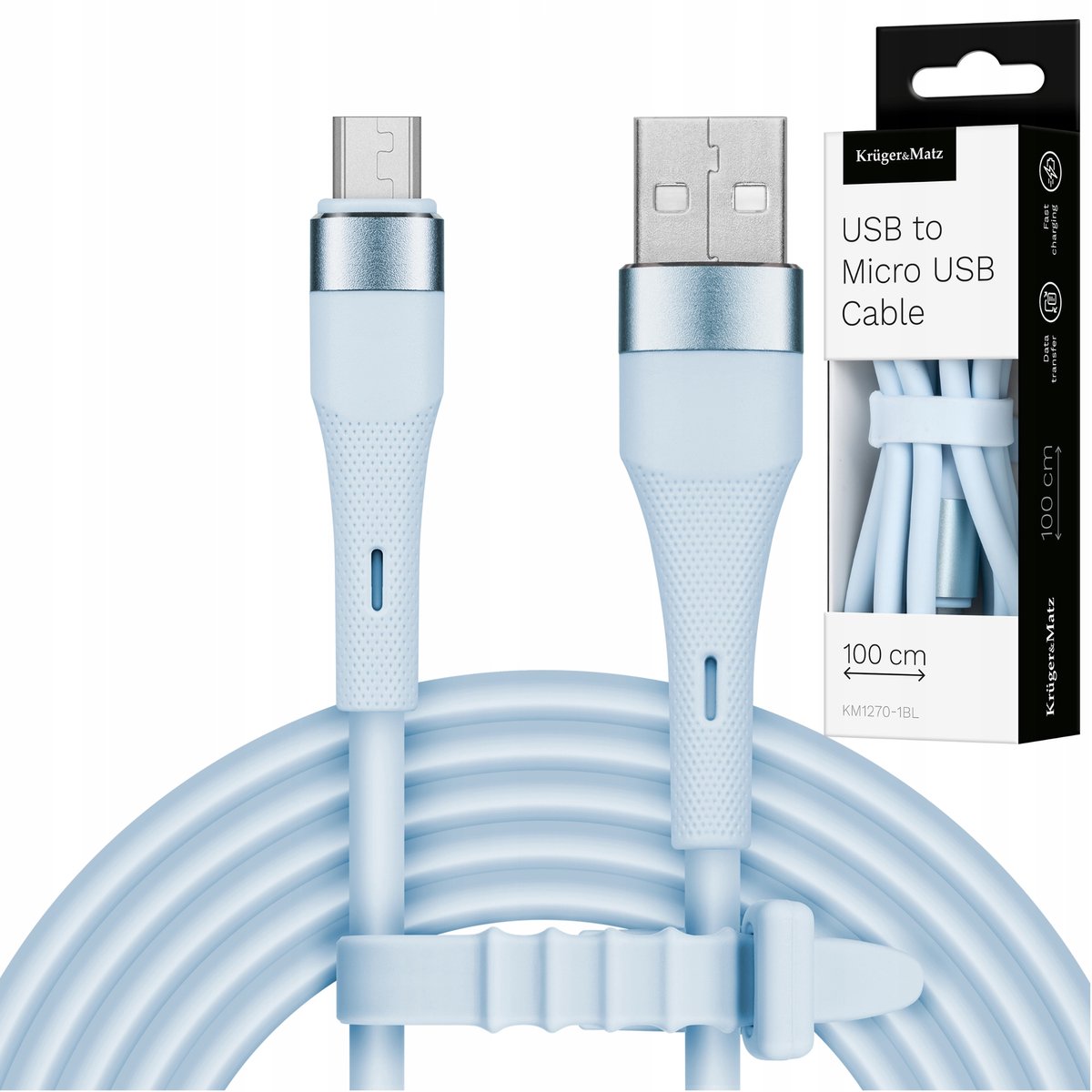 Kruger&Matz USB naar Micro-USB Kabel Blauw 1m - Snel Laden & Data