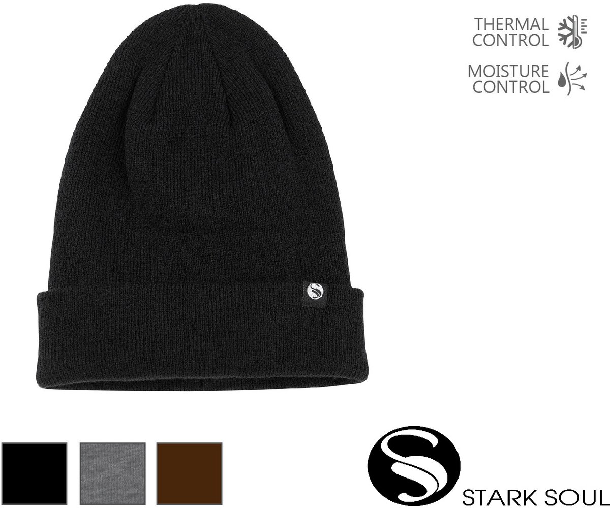 Gebreide muts met fleece - Zwart - Stark Soul - Unisex - One Size