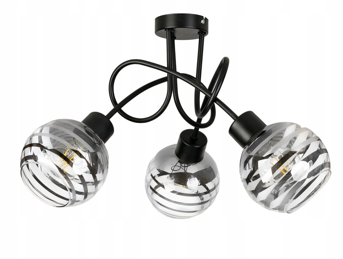 Hanglamp Loft Glas 3xE27 Zwart Chroom