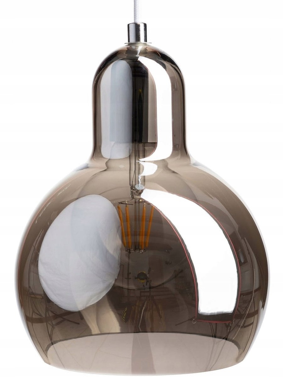 Grijze Glazen Hanglamp Pera - Spiegelend Effect - E27