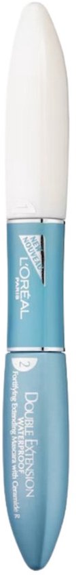 Witte en blauwe dubbele mascara met L'Oréal Paris logo in het midden.