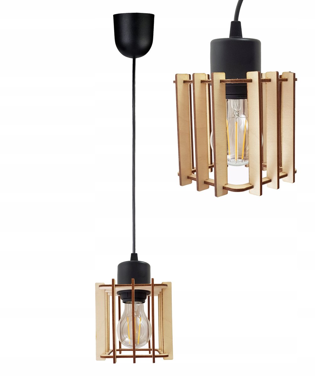 Loft Houten Hanglamp E27 - Stijlvolle Verlichting voor Elk Interieur