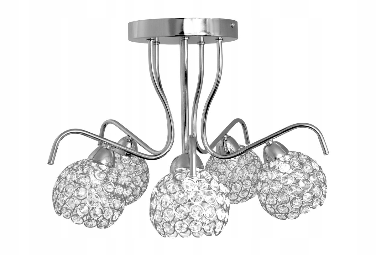 Chroom Kroonluchter Kristal 5xE27 55cm - Stijlvolle Hanglamp