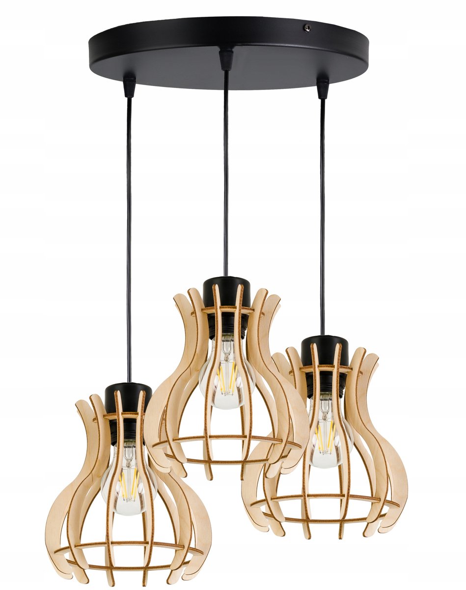 Hanglamp Loft Hout 3x E27 - Stijlvolle Verlichting