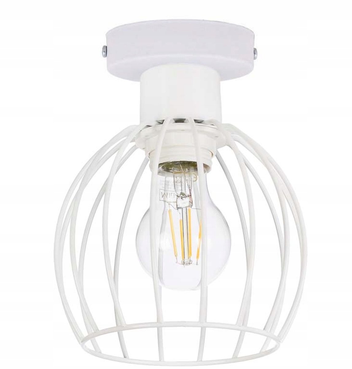 Loft-plafondlamp met spoel, E27-fitting, wit metaal